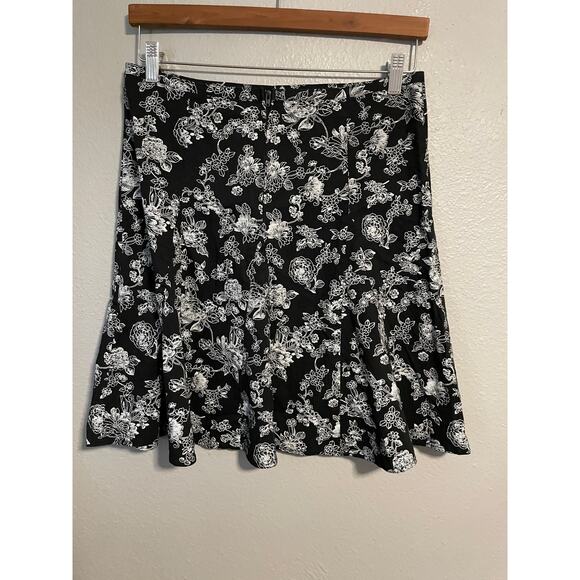 Rave Skirt Womens Small Black White Floral Flare USA Y2K 2000s Whimsigoth FLAW - Picture 3 of 8
